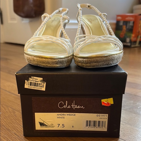 Cole Haan Andra White Wedge Sandals - Picture 2 of 4